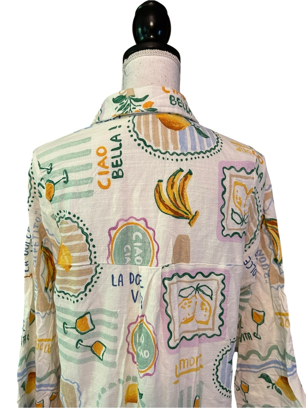 Label of Love Limone Border Cover-Up Shirt Dress - Long Sleeve Women’s SZ XL - Picture 7 of 9